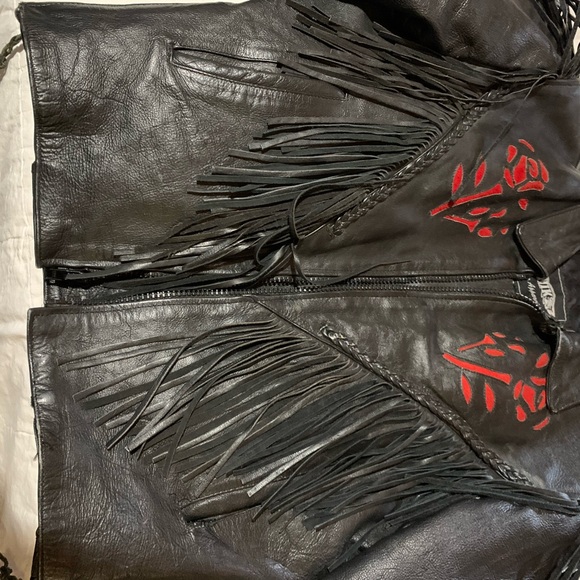 Unik Jackets & Blazers - EXTREMELY HEAVY BULL SKIN Black Leather Jacket with Red Suede Roses as Accents